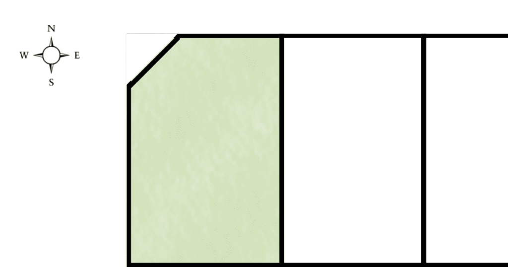 北西角地の土地が南北に長い長方形の場合