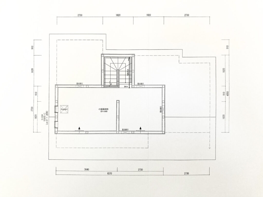 固定階段と小屋裏収納の図面